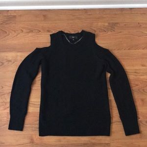 Black Knit Cold Shoulder Sweater